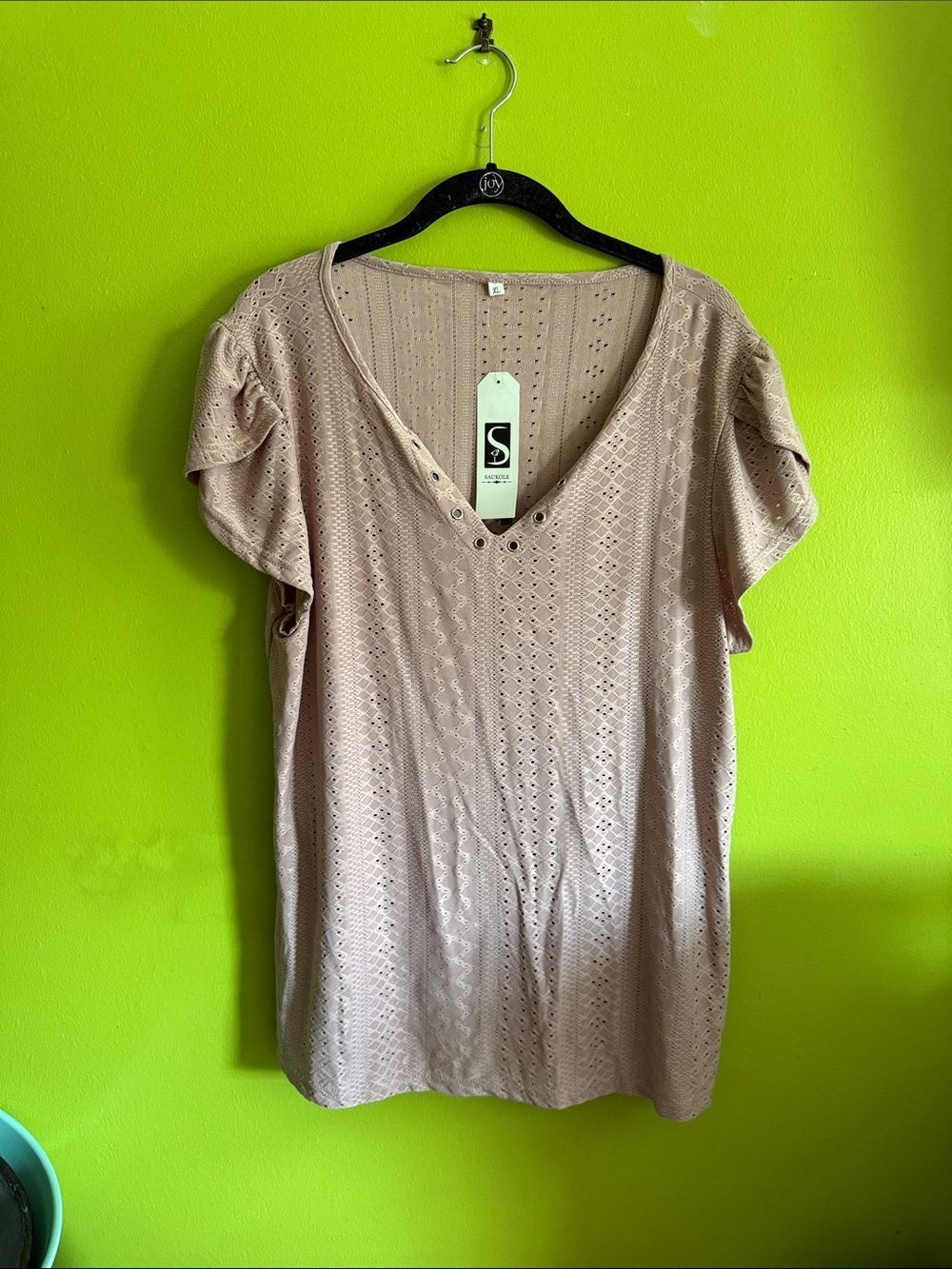 Saukole Mauve Coquette Romantic Blouse Top With Silver Grommets Size XL